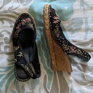 Eric Michael Embroidered Slingback Espadrilles